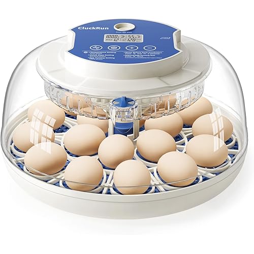 18 Egg Incubator, Hatch Day and Humidity Display, Automatic Turning and Stop, 2 Size Egg Trays, Candling Light, Automatic Water Refill, Air Vent, Hatching Chicken Quail Duck Turkey Goose Birds