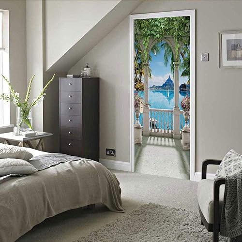 Miniatura 2 de Calcomanías para puerta 3D despegar y pegar  Paisaje  Papel pintado autoadhesivo para puerta de PVC extraíble impermeable póster de puerta para