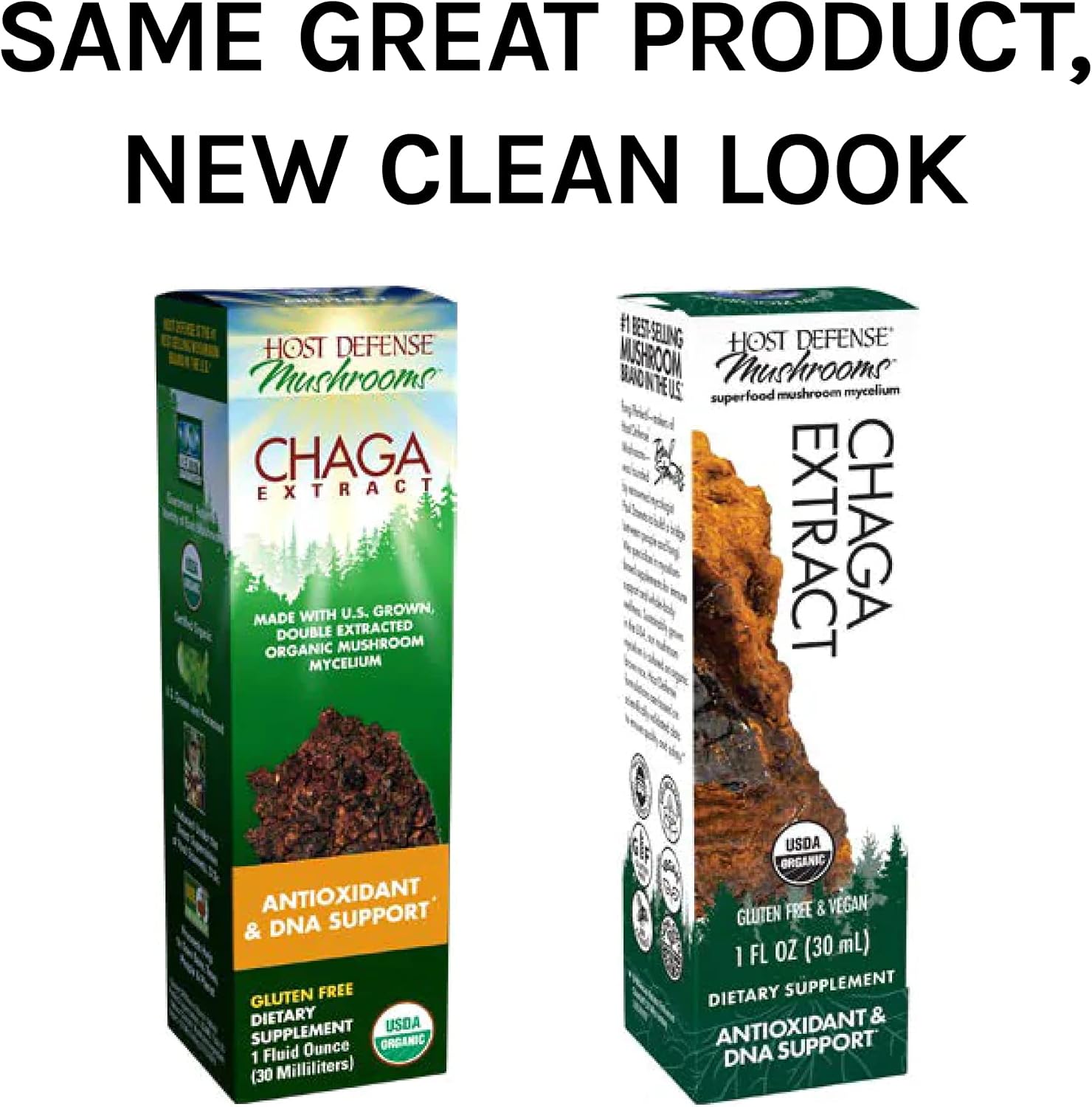 Host Defense, Chaga Extract, Antioxidant and DNA Support, Mushroom Supplement, Plain, 1 fl oz