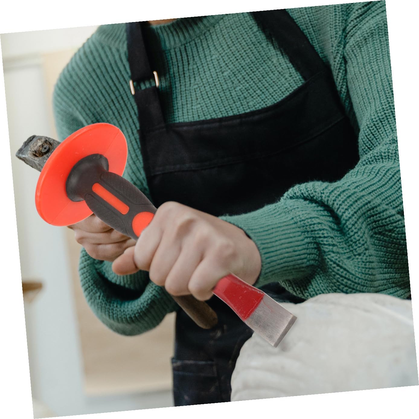 Veemoon Chisel Set for Concrete Masonry Cold Chisel Soft Hand Guard Demolishing Tool for Carving Rock Cutting