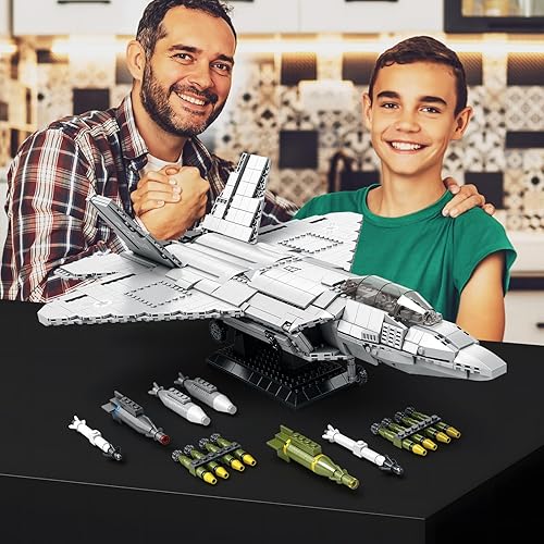 Miniatura 6 de JMBricklayer F-22 Raptor Fighter Jet - Juego de bloques de construcción de aviones militares, juegos de construcción del ejército, regalos de
