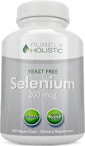 Selenio 200mcg – 365 cápsulas veganas no comprimidos – L-Selenometionina pura y sin levadura para una mejor absorción – Tiroides, corazón y sistema