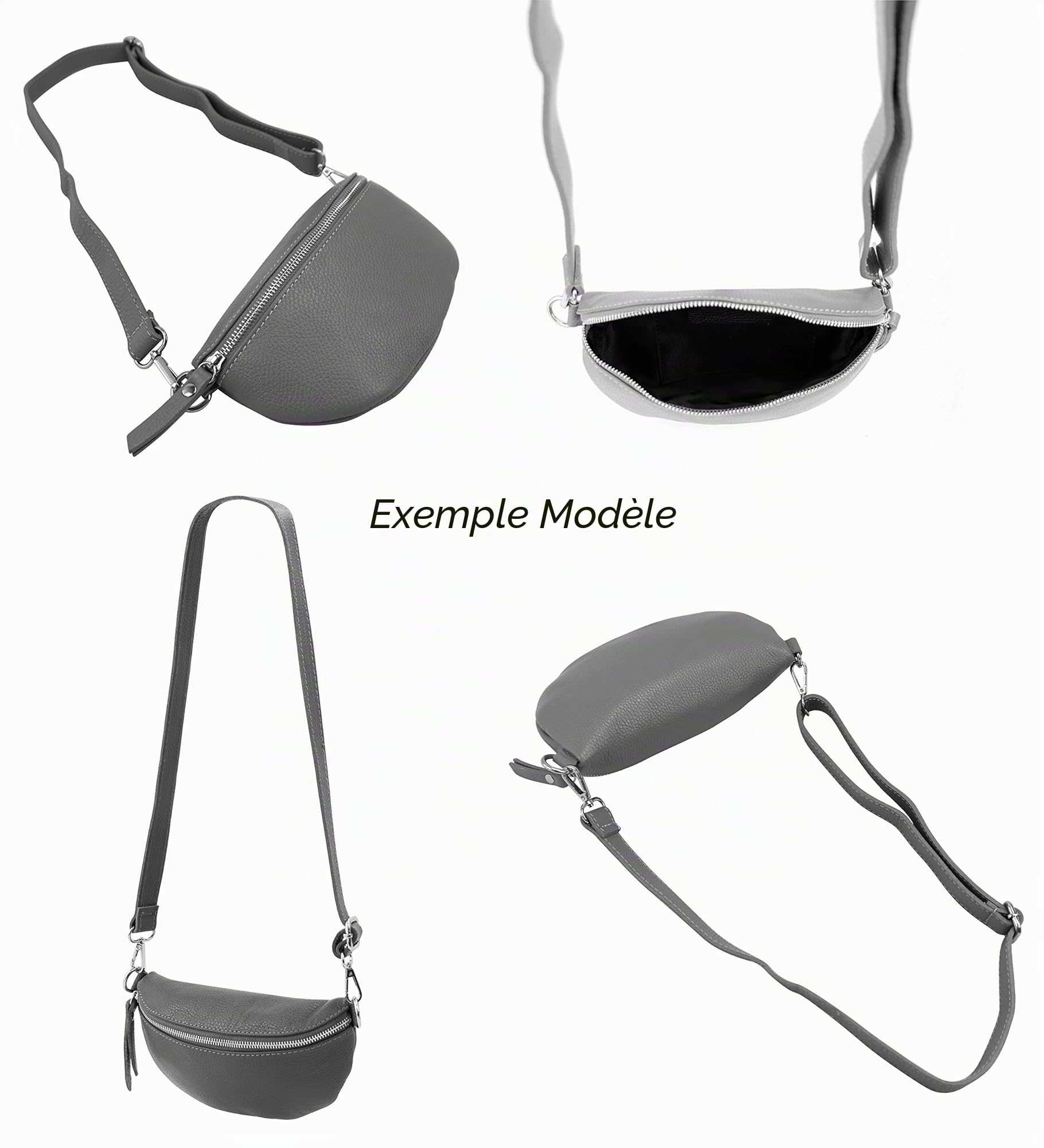 SH Leder ® AVA G292 Sac banane unisexe en cuir véritable - Petit sac bandoulière pour festivals, voyages - 23 x 12 cm