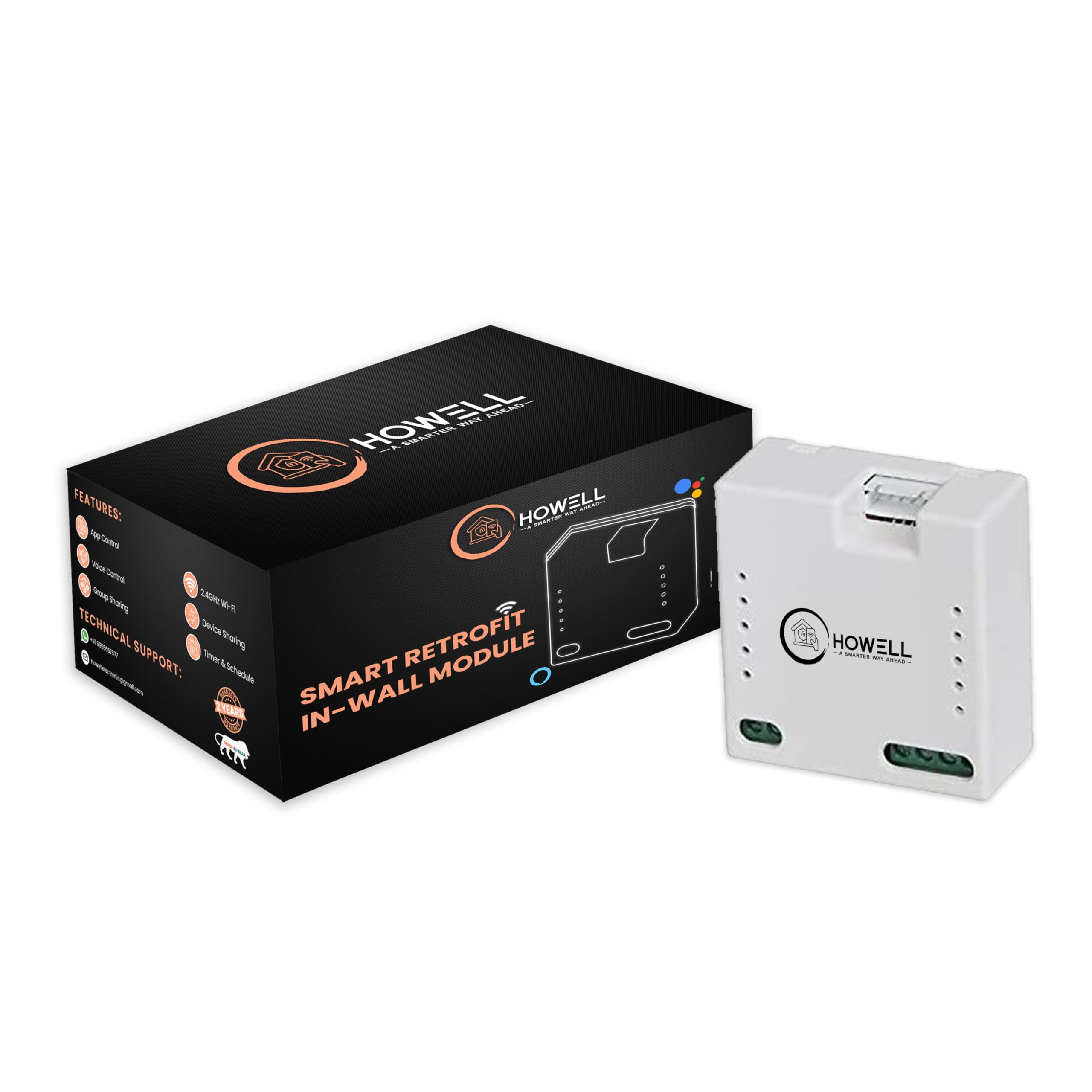 HOWELL WiFi 4 Node Smart Switch with 2 Year Warranty | No Hub Required | Retro Fit with Manual Control | Home Automation | Compatible with Alexa, Google Assistant & Siri (B0D29GFYLJ) Amazon Price History, Amazon Price Tracker