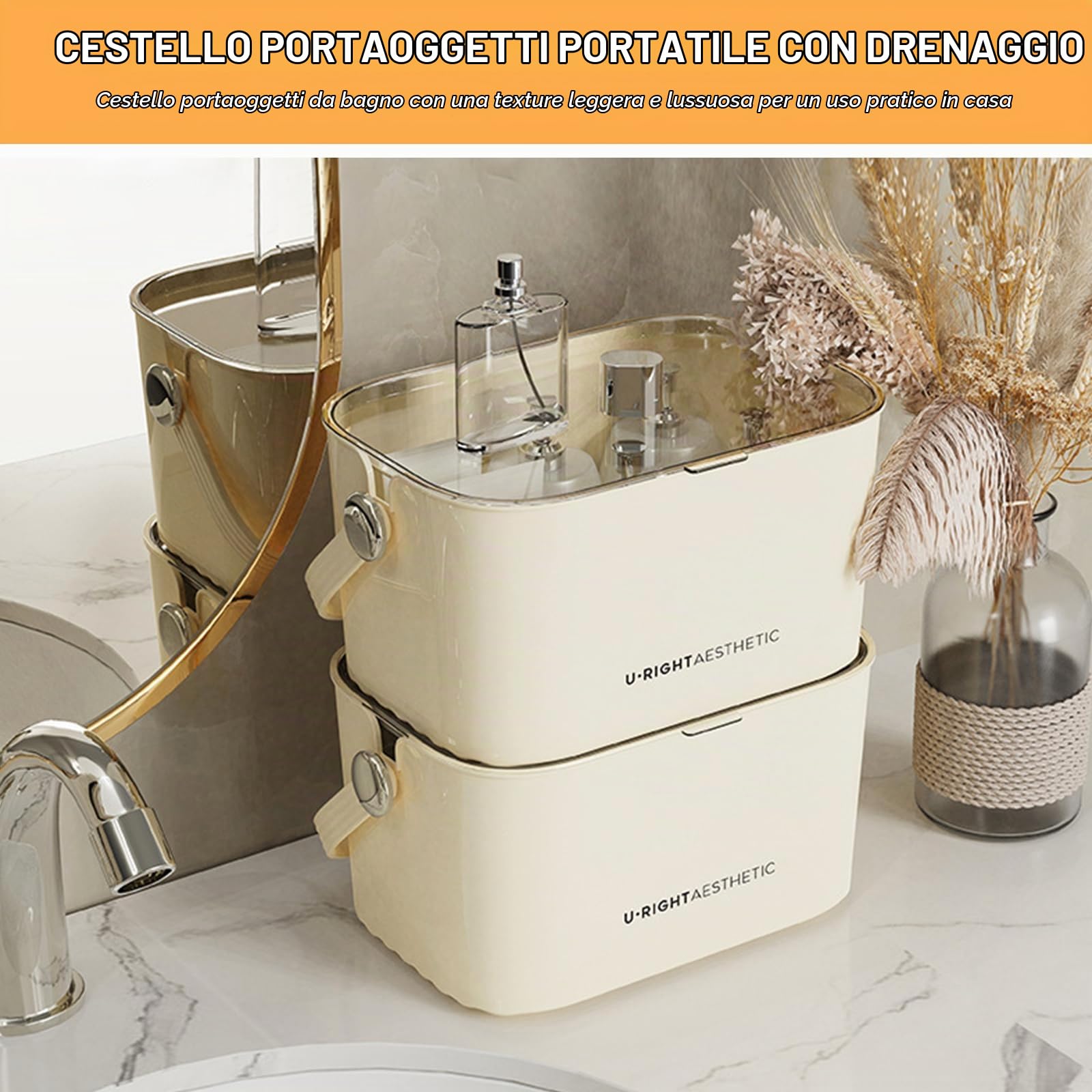 Balakaka Cestino Per Doccia 8 L Avec Couvercle Transparent