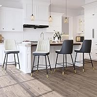 Vista 24 de Juego de 4 Taburetes de Bar, Taburetes de Bar de Altura de Mostrador con Respaldo, Taburetes de Cocina Modernos de Cuero Sintético, Taburete de Bar