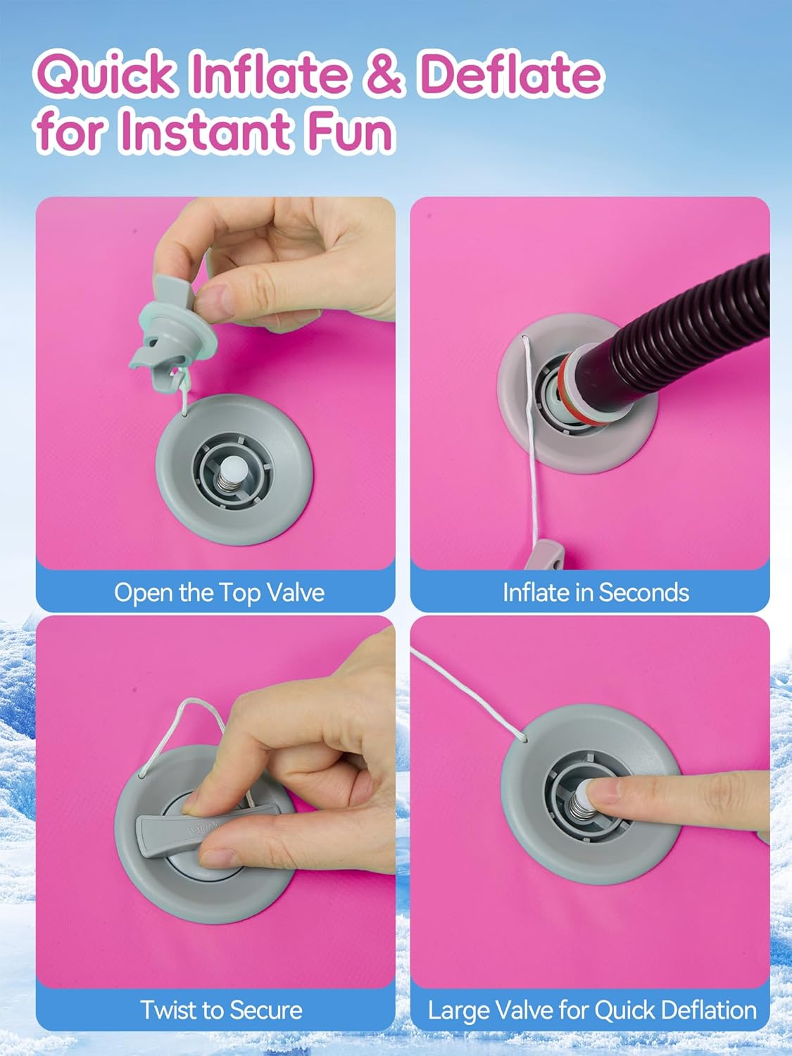 42" Heavy Duty Inflatable Snow Tube 1 Pack for Adults, Stable Octagonal Snow Tube Sled with Handles Tow Strap Repair Kit Thickened PVC, Outdoor Winter for Sledding