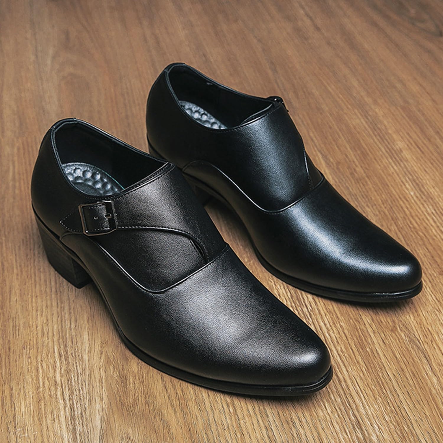 Zapatos de vestir formales Oxford con hebilla y tacón cubano alto for hombres for negocios y eventos