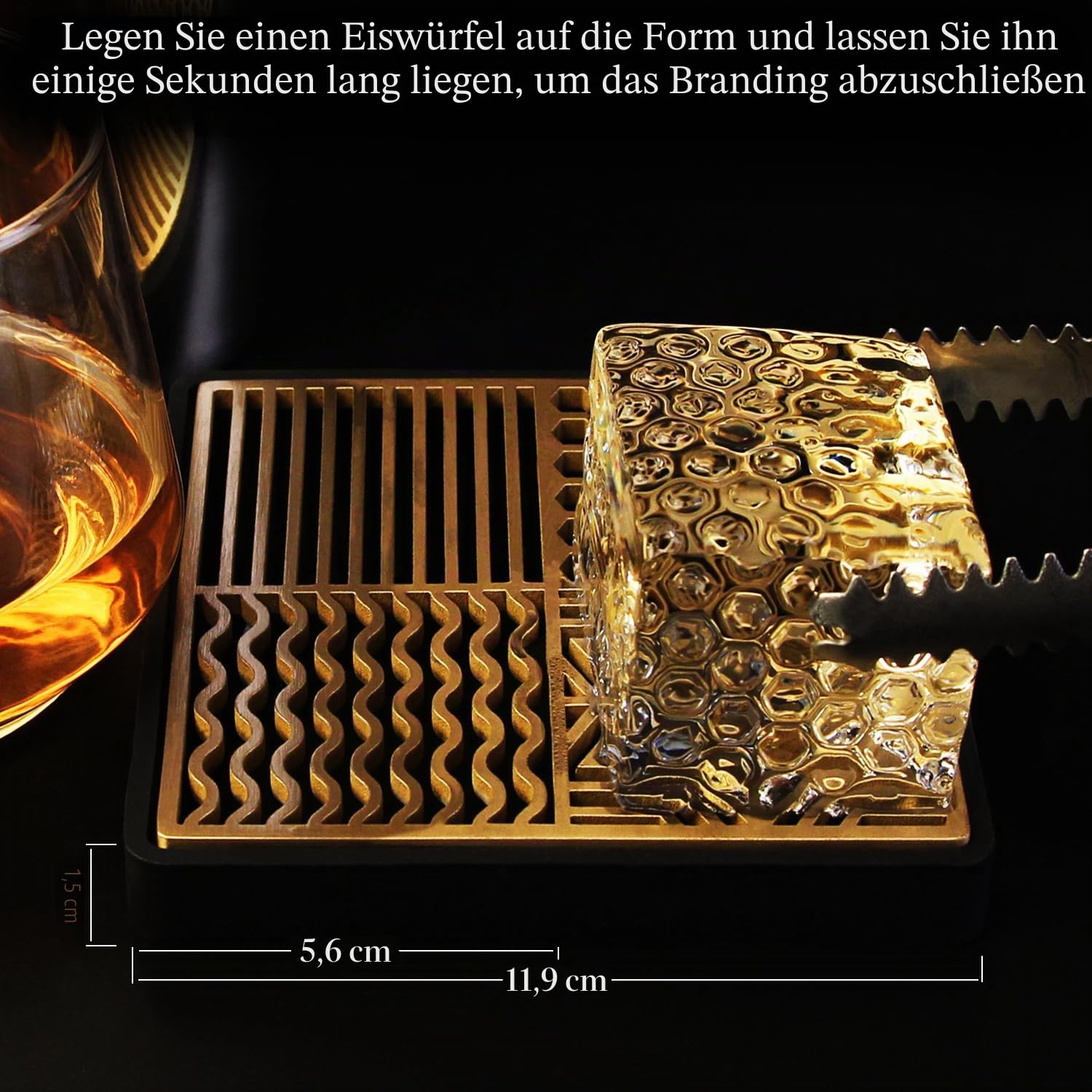 Eiswürfelform für Cocktails und Whiskey, Messing-Eiswürfel-Imprinter für klare Eiswürfel, Eispresse, moderne Eisformen, Stempel, B-Stil