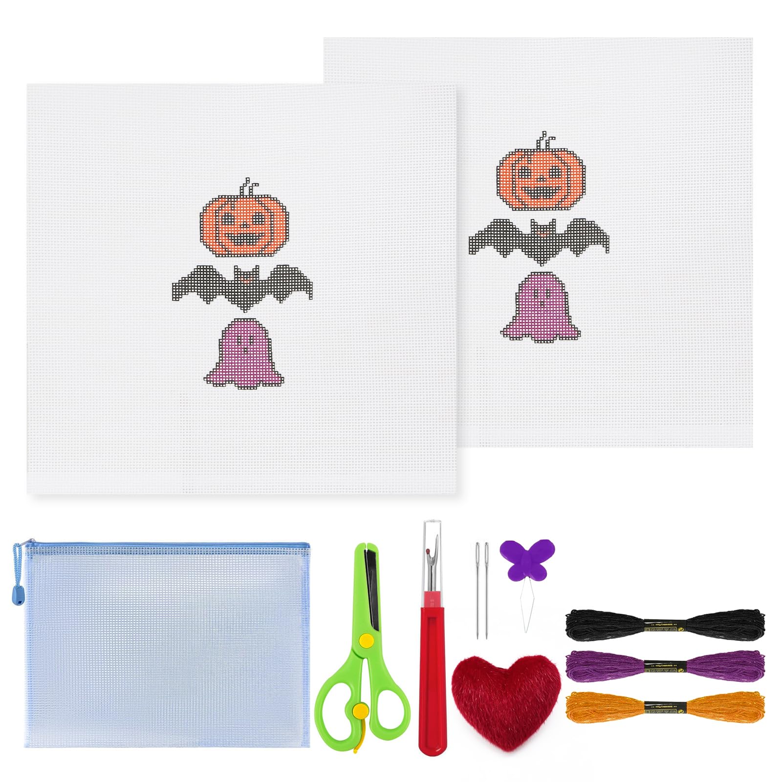 13Pcs Halloween 18 Mesh Needlepoint Canvas Kit for Beginners Adults