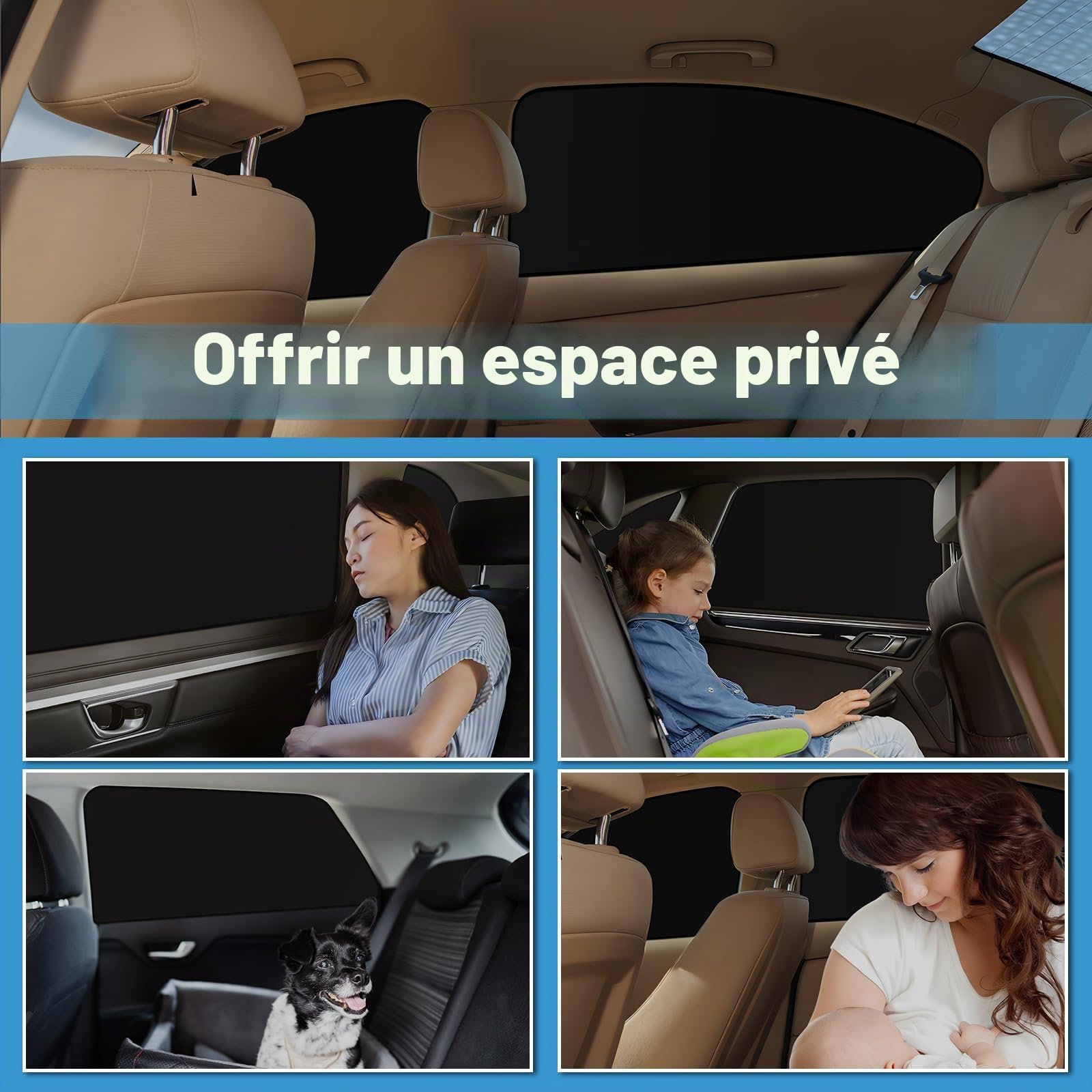 XCBYT Rideaux Voiture Magnétique 4 Pièces, Pare Soleil Voiture Bébé, Pare Soleil Occultant Latérale Protection UV, Protection Vie Privée