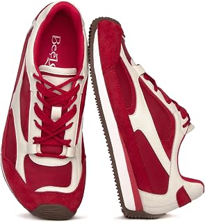 Casual Sneakers for Women Lace Detail Elegant Ribbon Lace-Up Fashion Sneakers with Leather Upper Memory Foam Insole and Trendy Casual Shoes for Women
