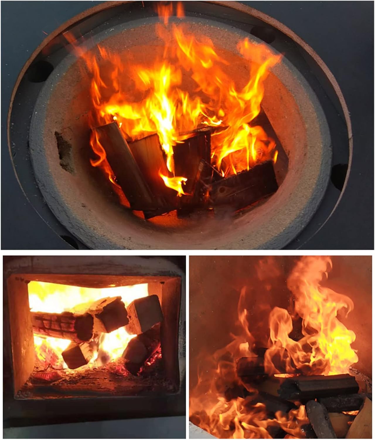 Portable Mobile Smokeless Coal/Wood Burning Stove With Chimney Set And 50CM Iron Pot For Yard, Shelter, Countryside,With Side Panels