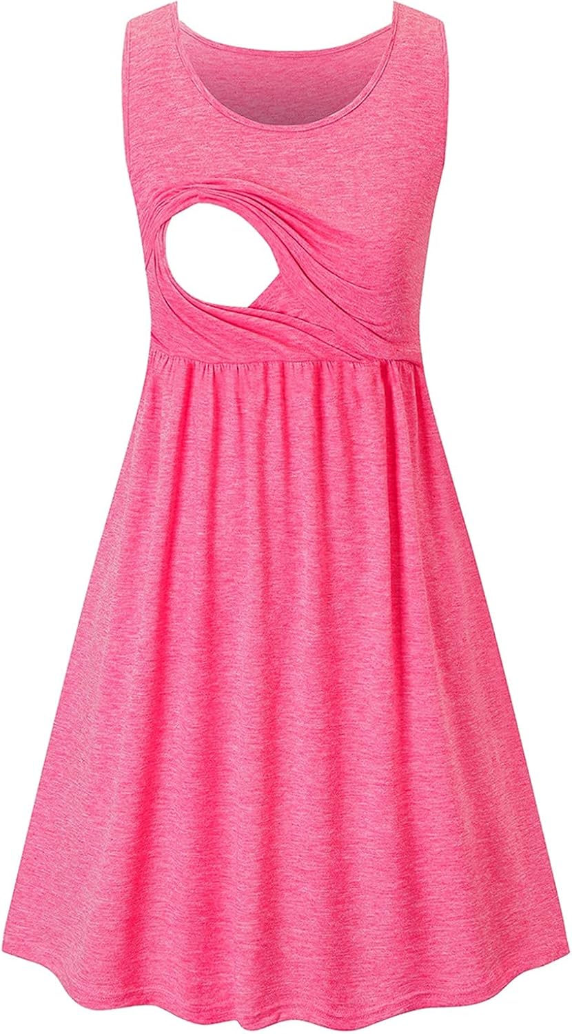 BBHoping Casual Nursing Dresses Sleeveless Comfy Maternity Nursing Breastfeeding Dress at  Women’s Clothing store
