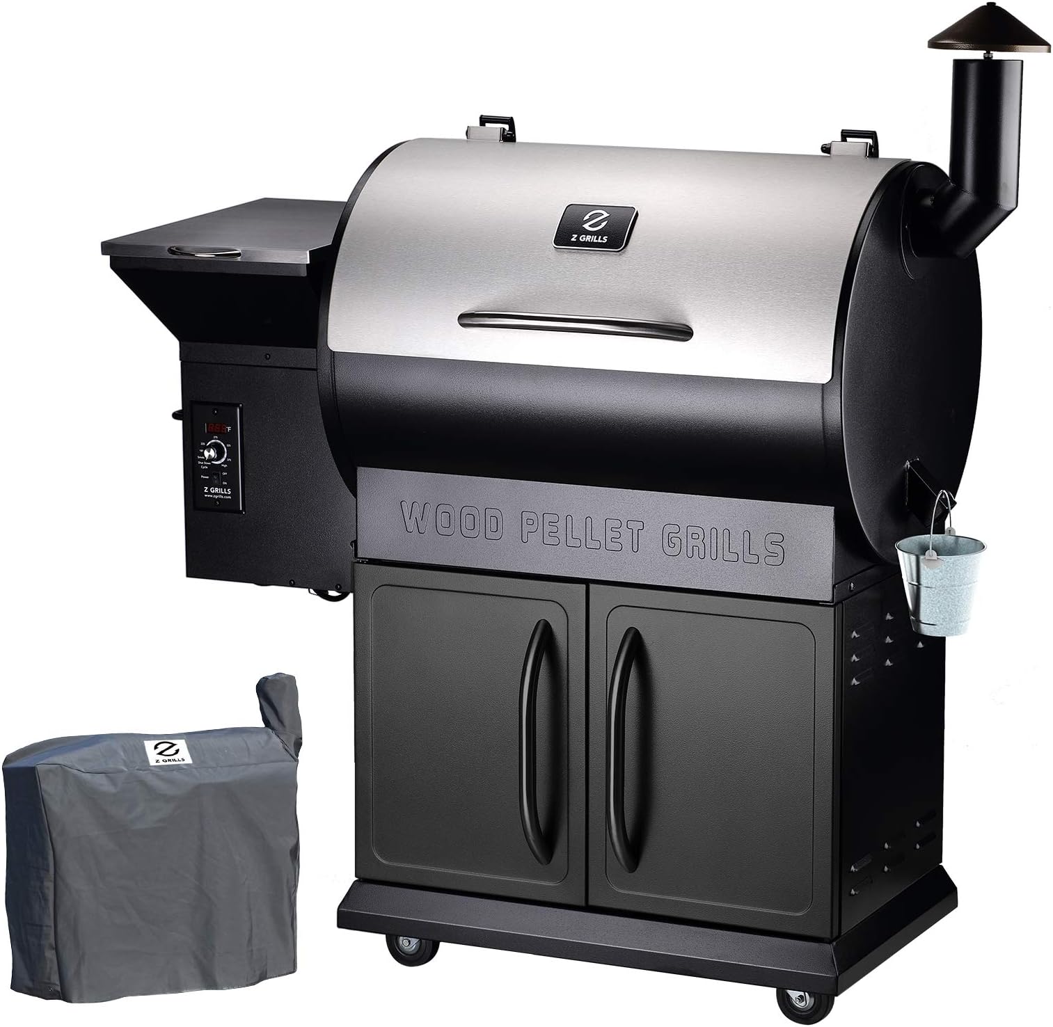 Z GRILLS ZPG-700E 2021 Upgrade Wood Pellet Grill & Smoker BBQ Grill Auto Temperature Control,700 sq in Cooking Area,Stainless & Black (Cover Included)