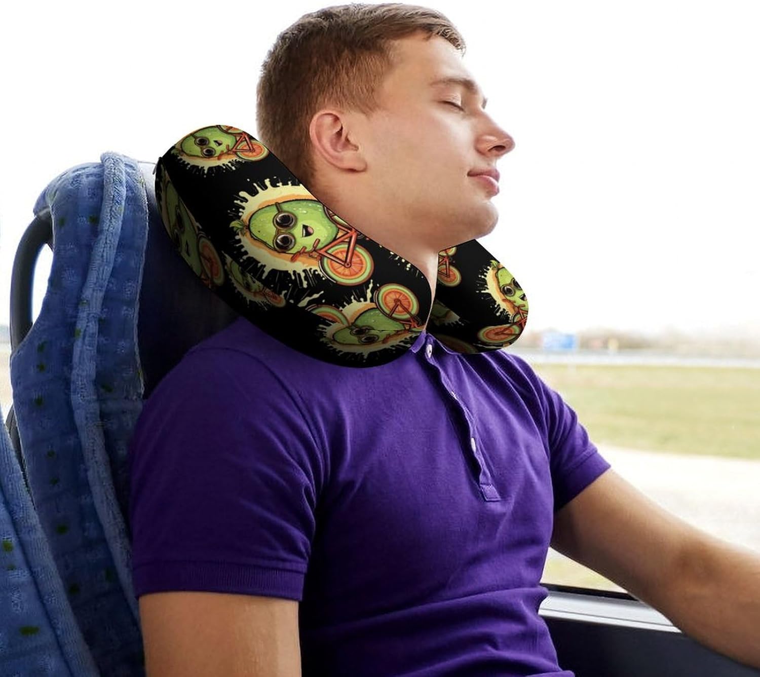 Kiwi Bike U Shaped Neck Pillow Portable Travel Airplane Headrest Pillow Lightweight Support Pillow Cushion