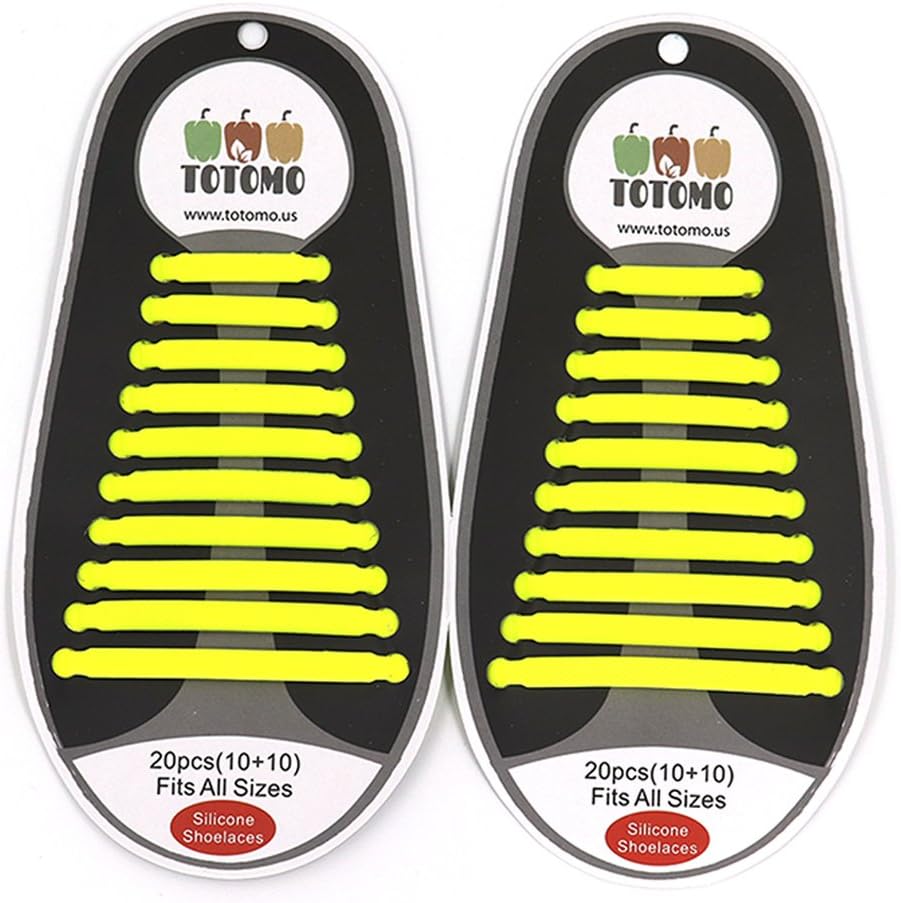TOTOMO Elastic Silicone No Tie Shoelaces for both Adults & Kids Sneakers Flat Running Shoe laces Tieless