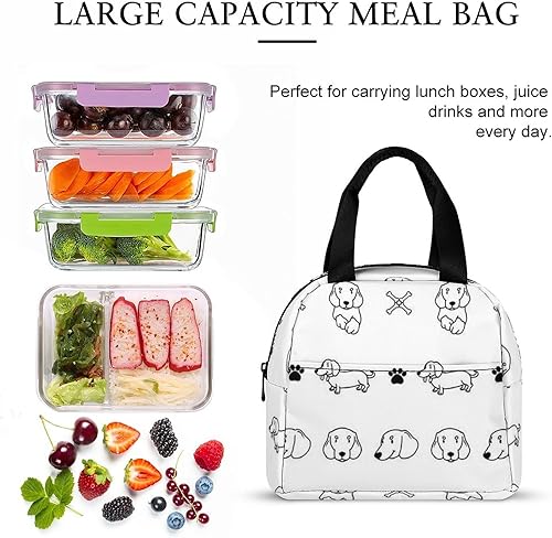 Miniatura 8 de Bonita bolsa de almuerzo para perros, razas de perro salchicha y cachorro, reutilizable, con estampado de animales, bolsa de mano para picnic,