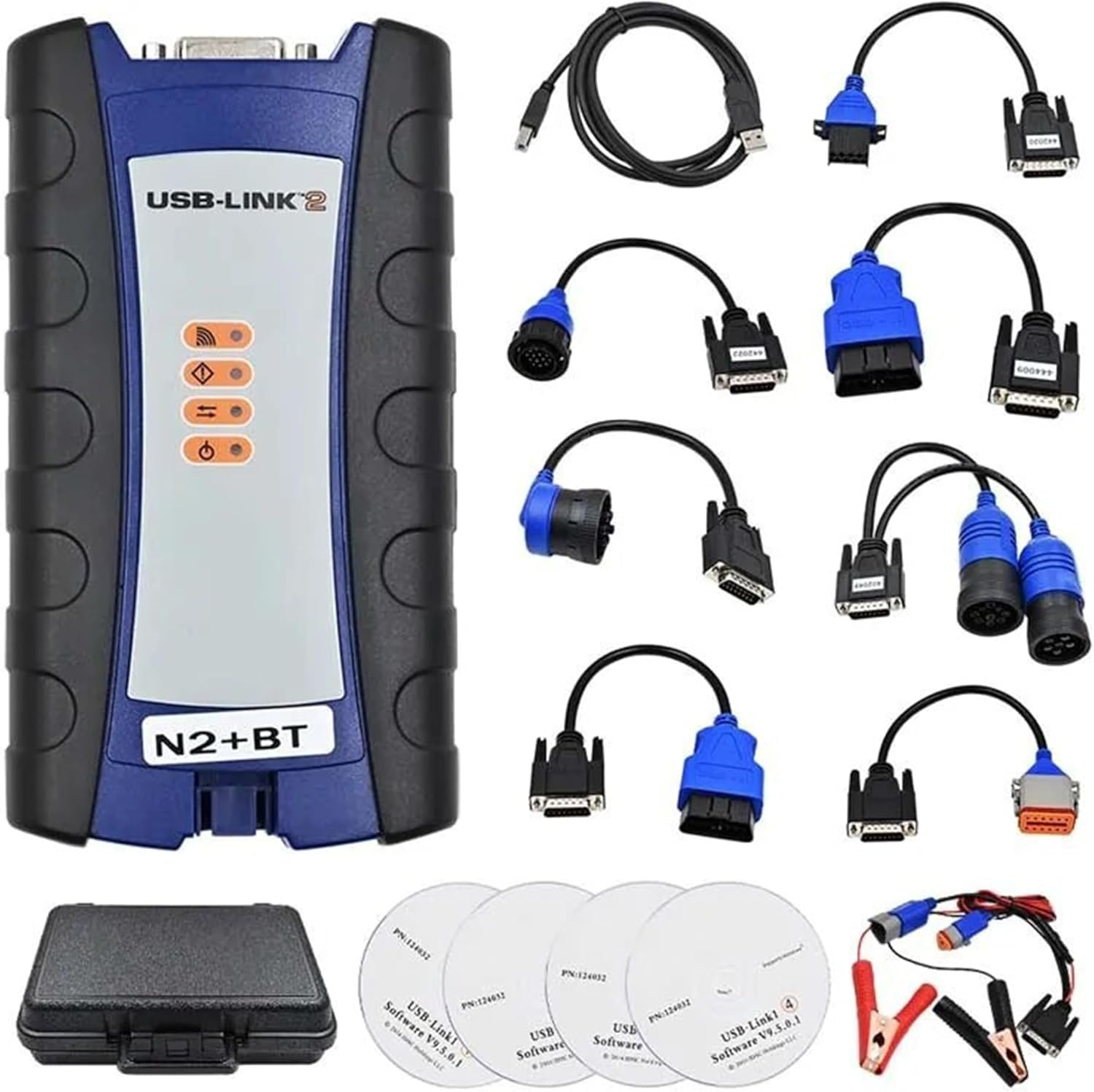 Nexiq USB Link 2 Heavy Duty Diagnostic Scanner Tool with Software - Universal for Diesel Trucks & Excavators, USB Bluetooth Compatible