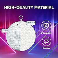 Vista 5 de Decoración de bola de discoteca de espejo con anillo para colgar, adorno de bola de discoteca grande de 8 pulgadas para decoraciones de fiesta