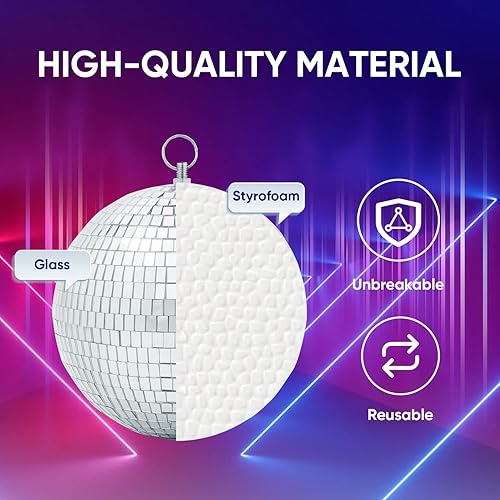 Miniatura 5 de Decoración de bola de discoteca de espejo con anillo para colgar, adorno de bola de discoteca grande de 8 pulgadas para decoraciones de fiesta de