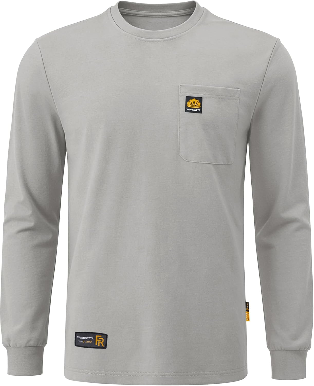 WORKWEYA Men's FR Shirts 6.5oz Lightweight Long Sleeve Flame Resistant T-Shirt NFPA 2112/CAT2