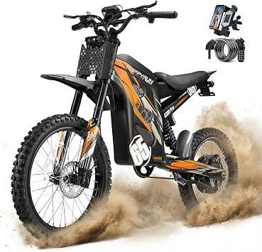 HAPPYRUN G300 Pro Electric Dirt Bike for Adults, 72V 30Ah Battery, 6500W Motor, 50 MPH Speed, 70 Mile Range, 350 Lbs Load Capacity, Hydraulic Brakes Orange