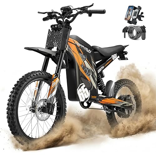 HAPPYRUN G300 Pro Adult Electric Dirt Bike, 72V 6500W Motor 50MPH Top Speed, 30Ah Removable Battery 76Mile Range, Hydraulic Brakes 350LBS Load