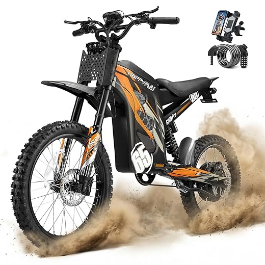 HAPPYRUN G300 Pro Adult Electric Dirt Bike, 72V 6500W Motor 50MPH Top Speed, 30Ah Removable Battery 76Mile Range, Hydraulic Brakes 350LBS Load