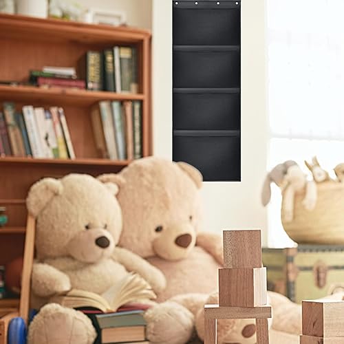 Miniatura 9 de Wallfire Almacenamiento colgante de animales de peluche, organizador colgante sobre la puerta con 4 bolsillos soporte para accesorios de bebé, idea