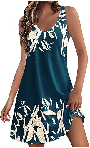 Royal Blue Womens Floral Graphic Loose Fit Vneck Spandex Dress for Women Sleevel