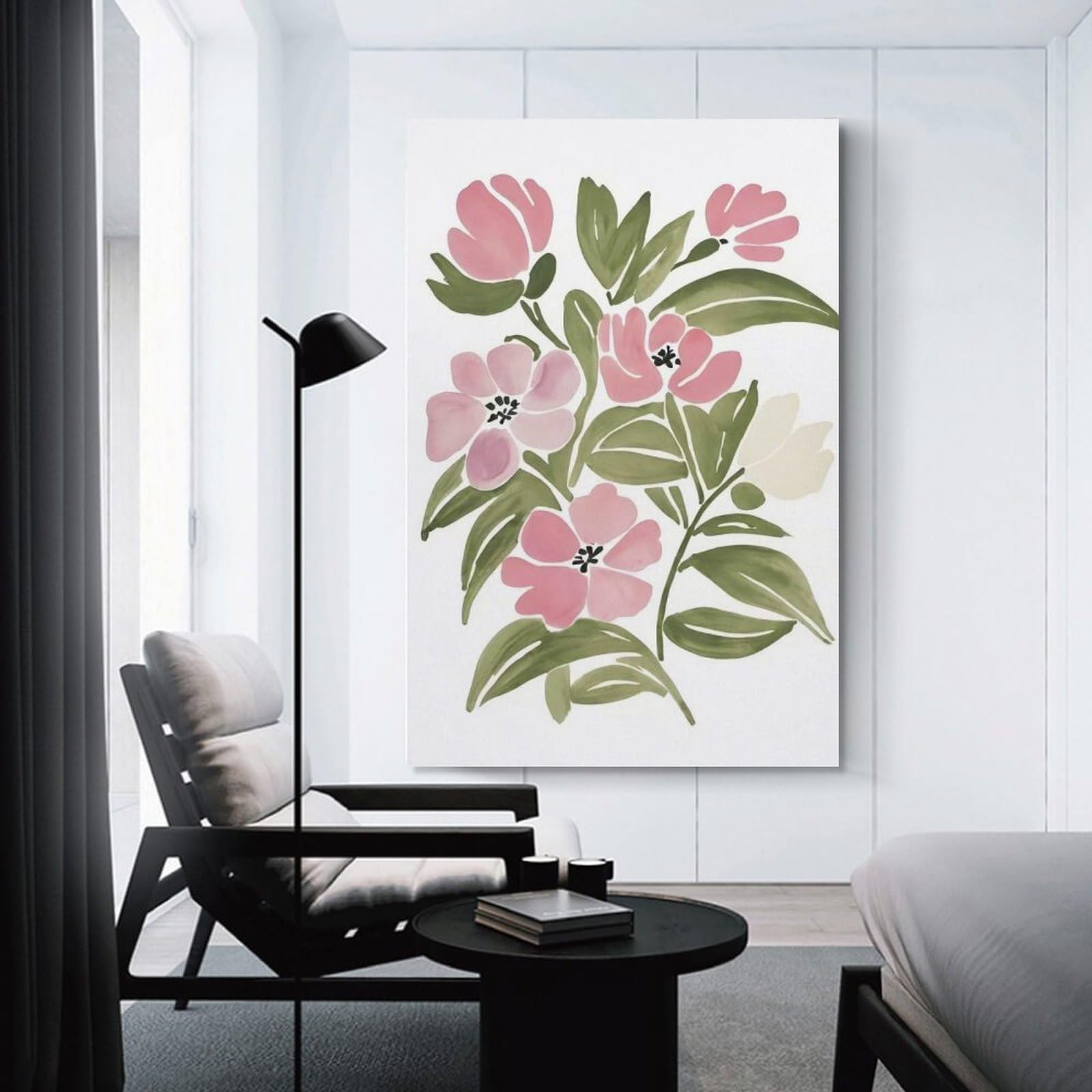 Junmoney Watercolor Floral Bouquet Canvas Wall Decor 20x30inch(50x75cm), for Calm Bedrooms, Home Corners Or Flats, An Easy Wall Refresh for Bedrooms
