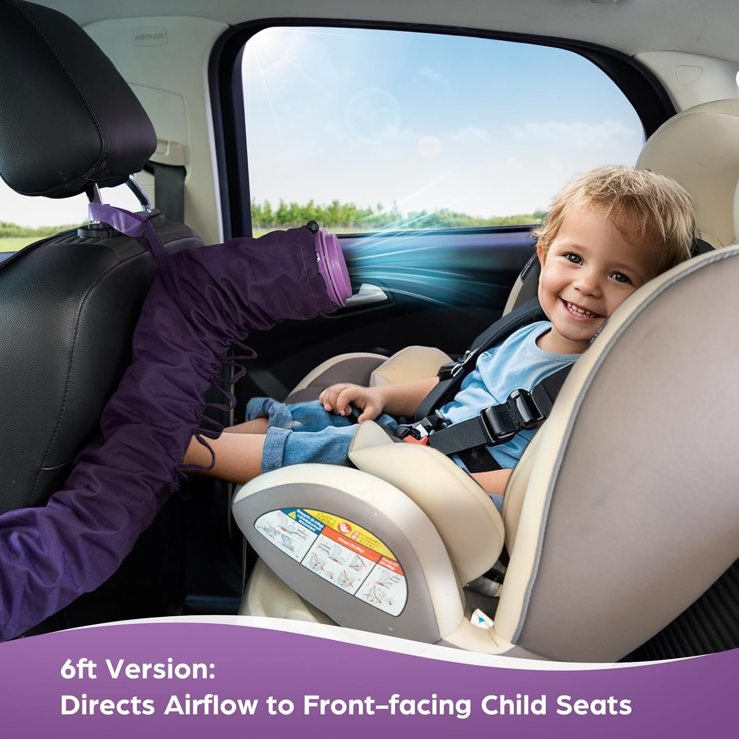 2nd Gen Hook Design Car Ac Vent Extender for Baby Kid Pet, Cool Air Conditioning Hose with Greater Airflow, More Secure Connections, Broader Compatibility,Ac Tube for Back/Third-Row Seat(6FT)