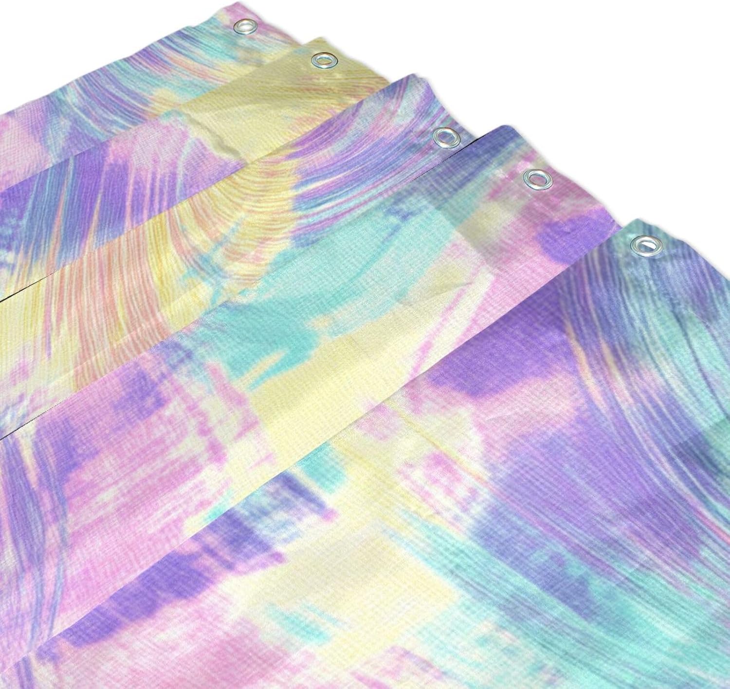 66x72 Inch Duty Waterproof Shower Curtain Sets with Hook Tie-dye Style Abstract Multicolor Polyester Washable Curtain Liners for Bathroom Decoration