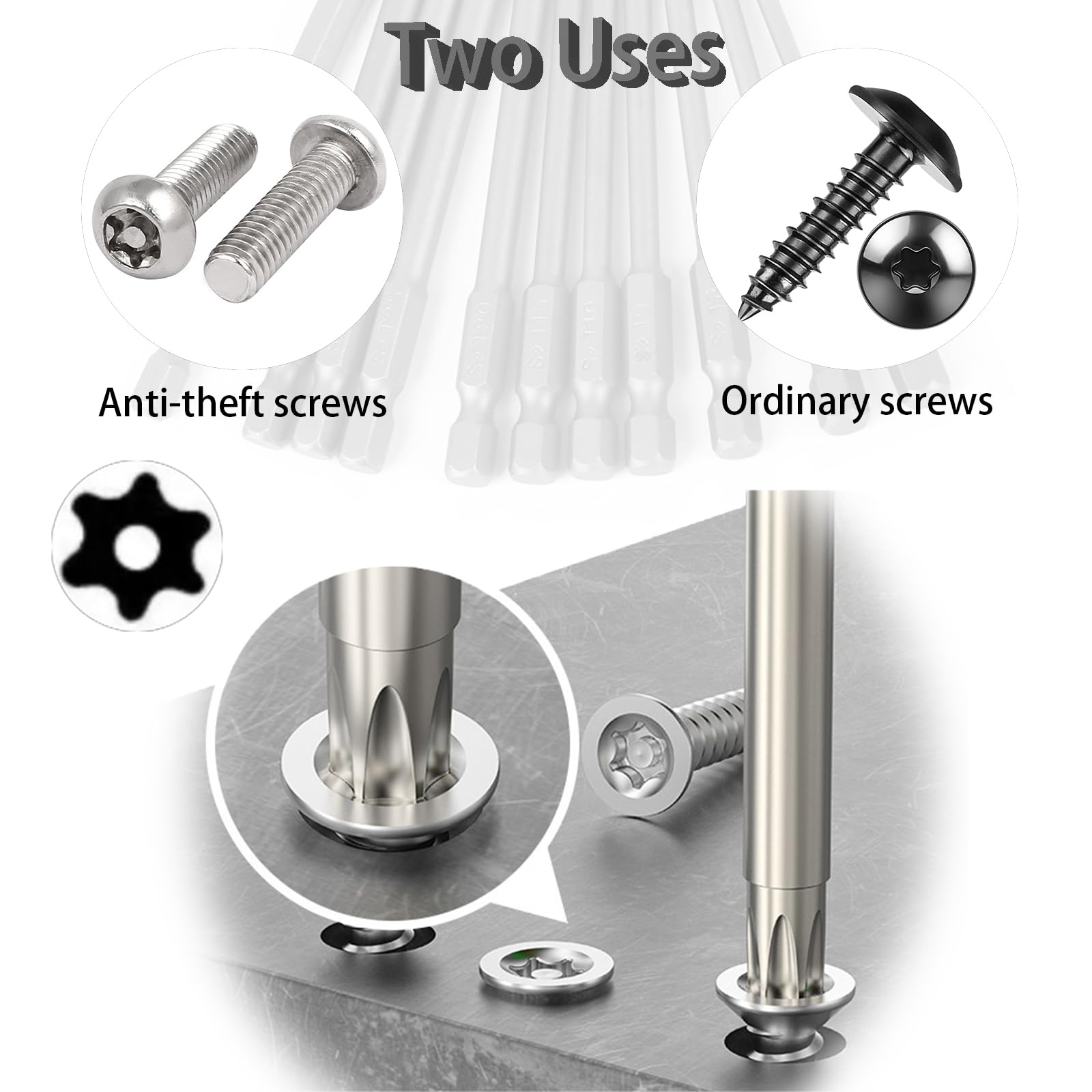 MAIQIU Torx Security Bits-Set, 11-teilig – T6 Bis T40, 100 Mm, S2-Stahl, Sechskantschaft 1/4"