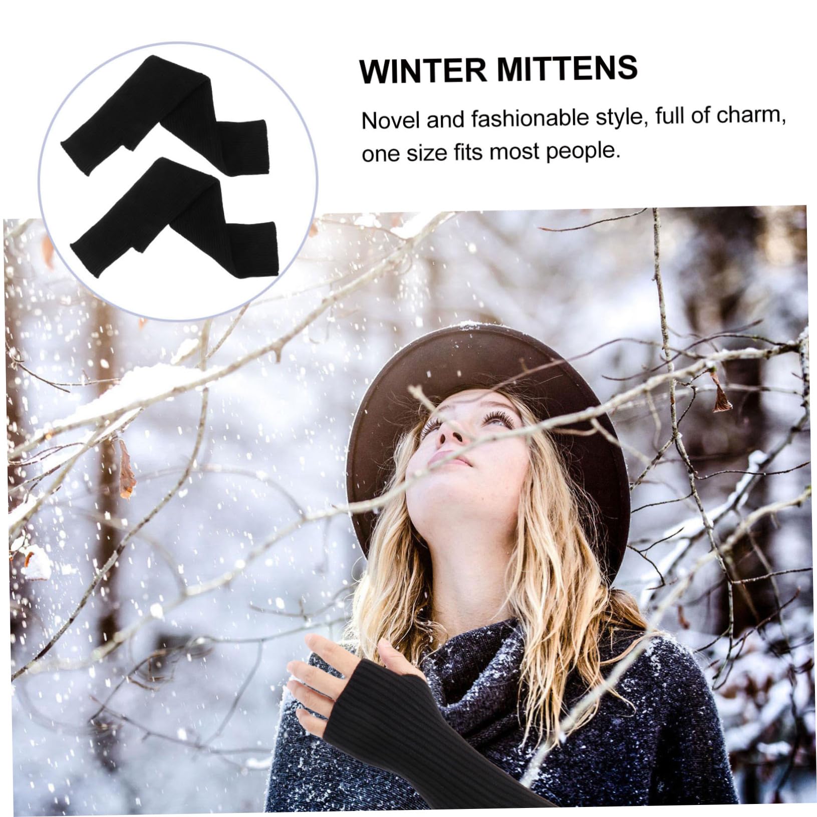 TOVINANNA 2 Pairs Women's Mittens Long Fingerless Gloves Knitted Wool Warm Winter Gloves Comfortable for Mouse and Keyboard