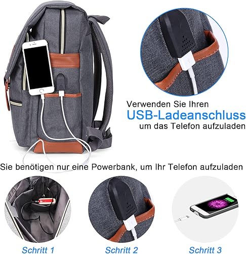 Miniatura 2 de Modoker - Mochila vintage para laptop para mujeres y hombres mochila para la escuela y la universidad