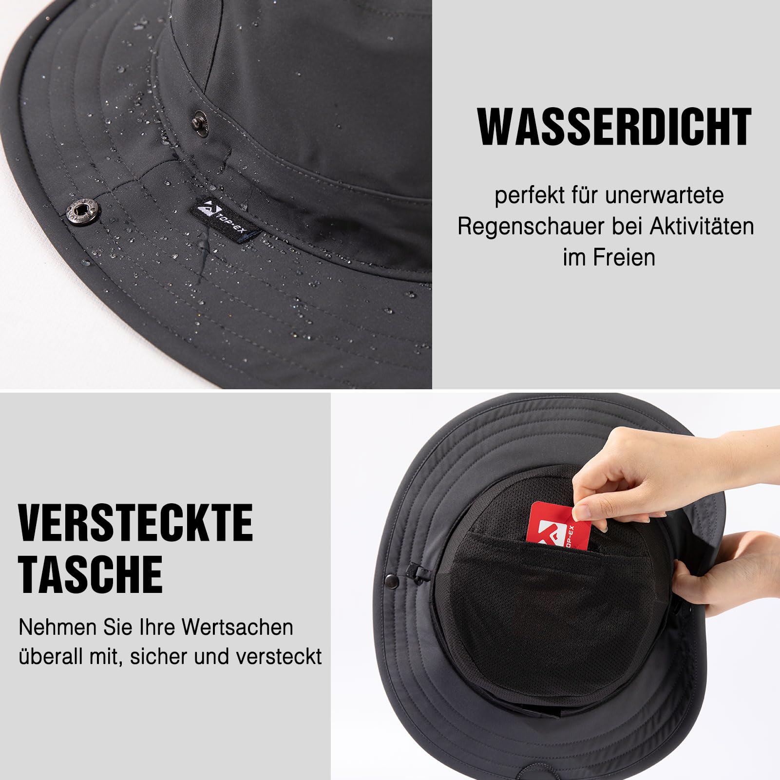TOP-EX XL/XXL Unisex kapelusz przeciwsłoneczny Bucket Hut wodoszczelny, ochrona przed słońcem, składana