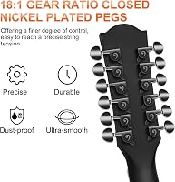 Vangoa 12 húros western gitár 41" pickup EQ elektroakusztikus fekete 2