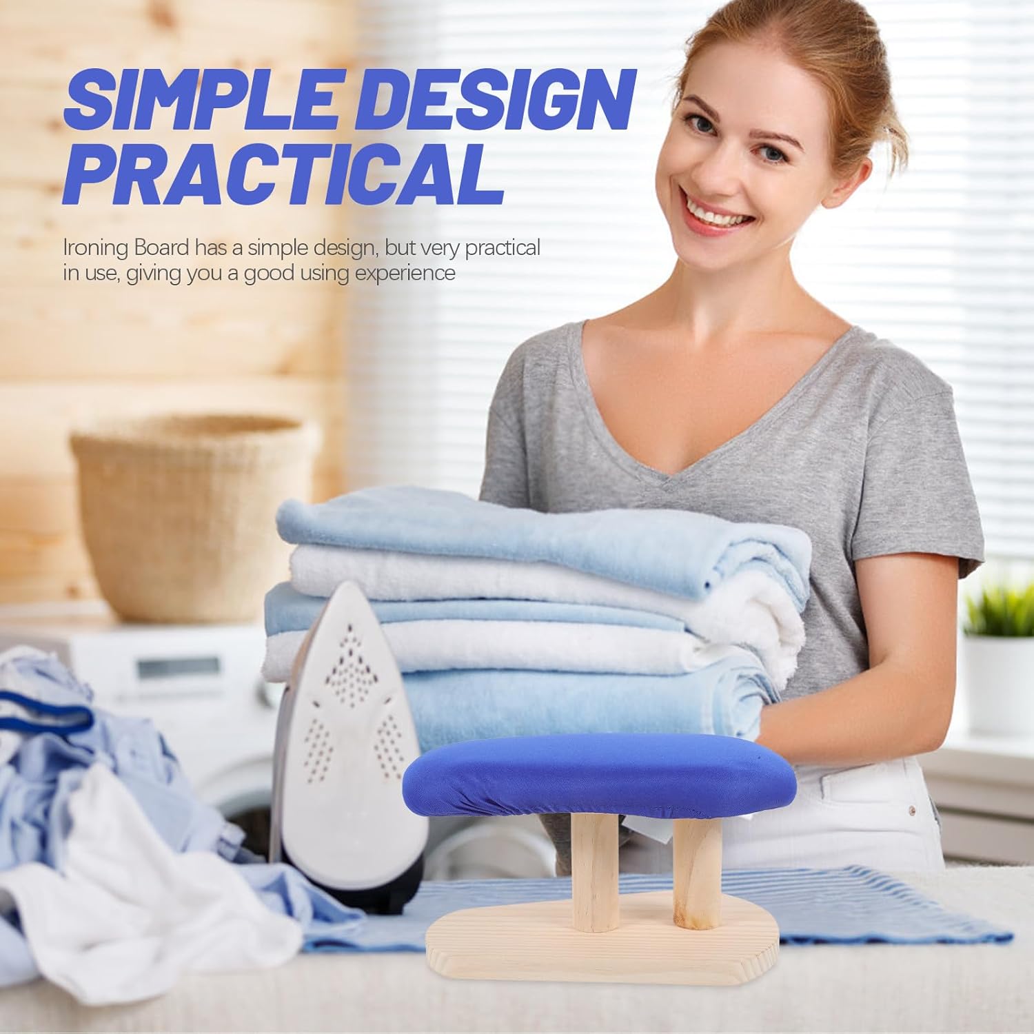 Alipis Practical Household Ironing Board with Extended Length Wood Ironing Stool for Sleeve and Clothes Pressing Heat-Resistant Surface for Home Use