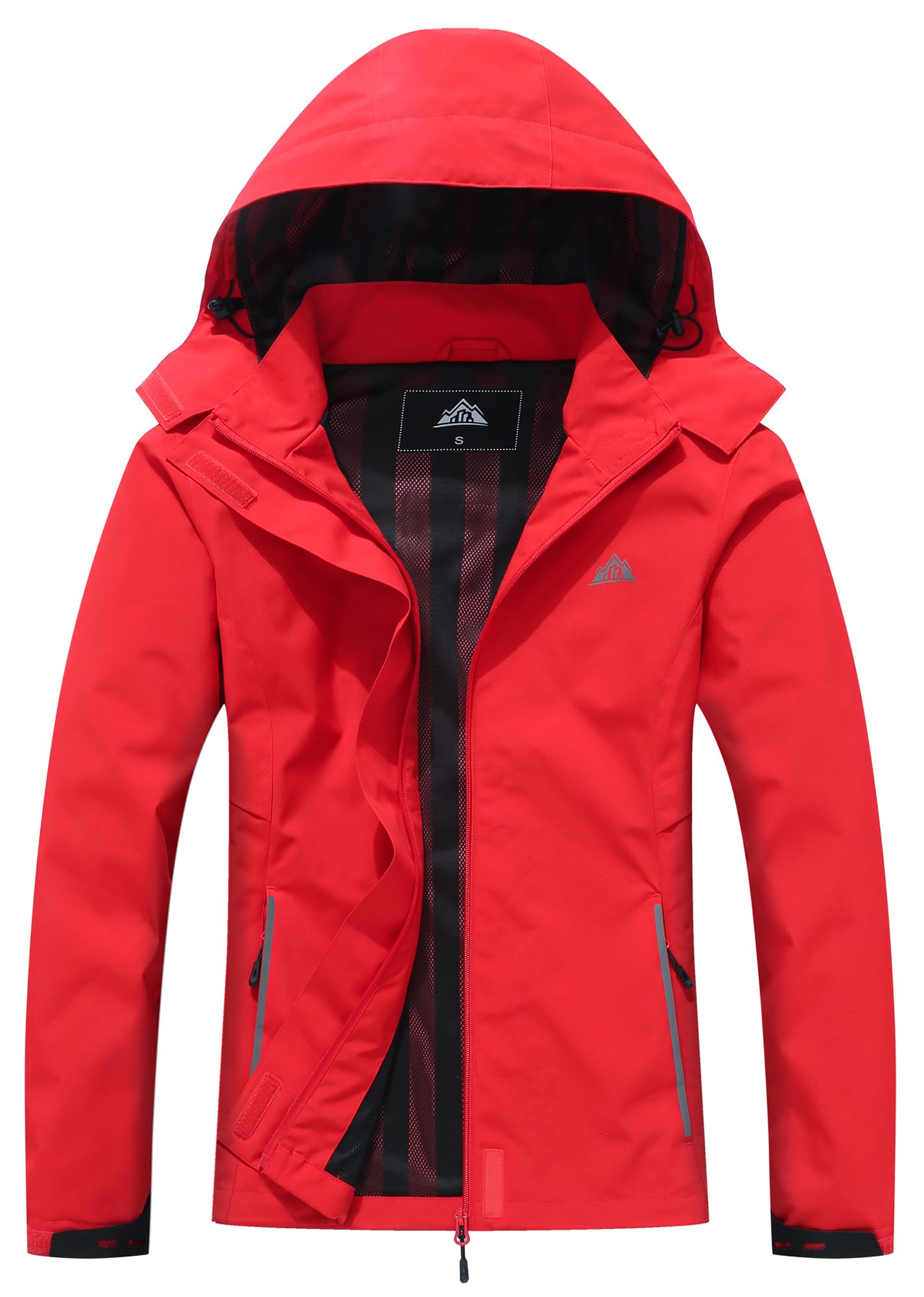 MOERDENG Women's Rain Jacket Hooded Hiking Jacket Softshell Windbreaker