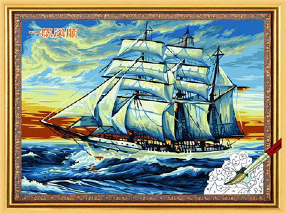 Adminsss Paint by Numbers Yifan Fengshun DIY Digital Oil Painting Kits for Kids Beginner on LINEN Canvas With 3 Brushes & Bright Colors 40x50cm Frameless