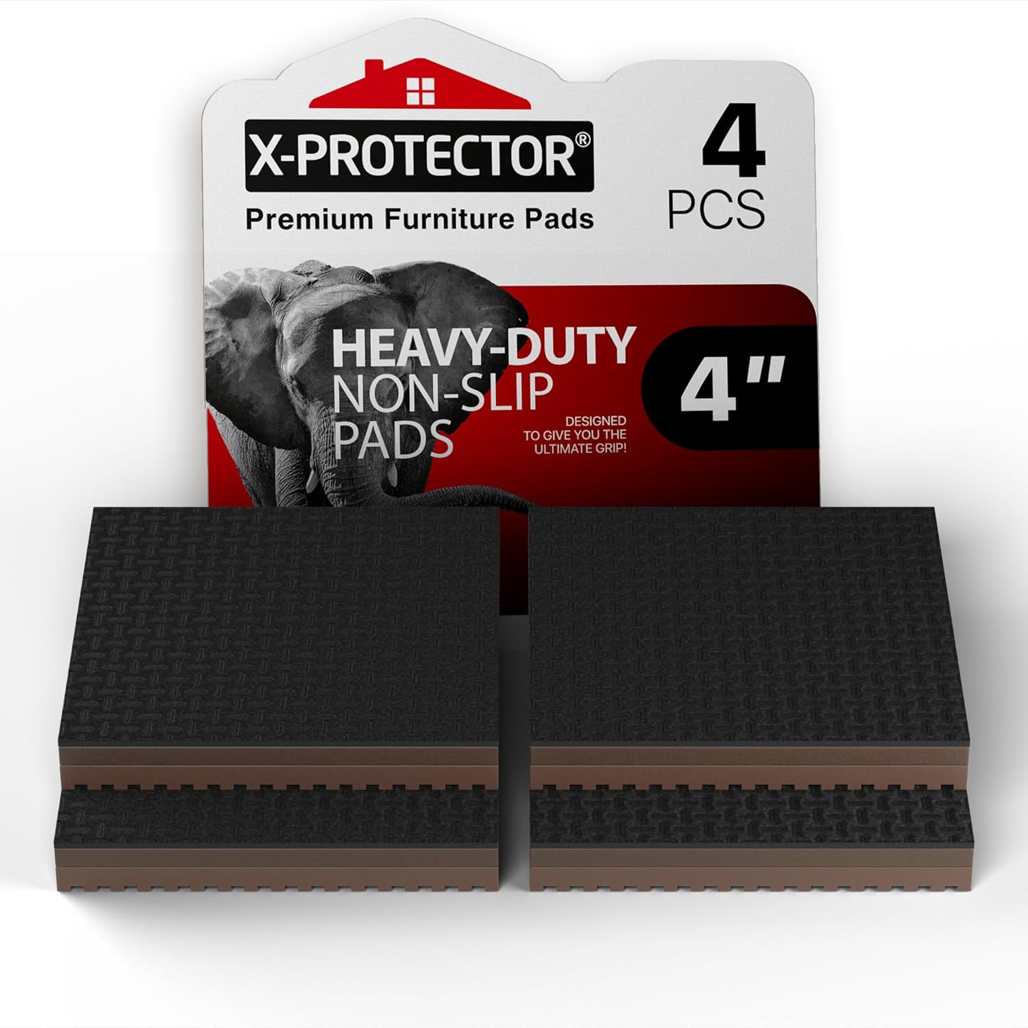 XProtector Non Slip Furniture Pads 4 PCS 4" Square NonAdhesive Anti Skid Pads for