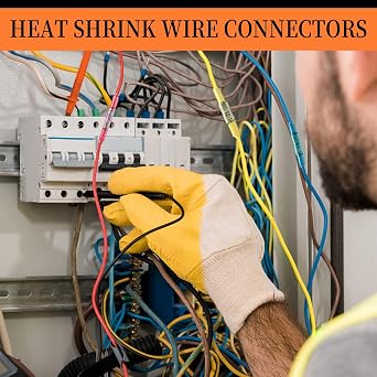200PCS Heat Shrink Butt Connectors Red 22-18 AWG, Insulated Waterproof Electrical Wire Connectors Marine Grade Tinned Red Copper Crimp Splice Terminals for Marine,Truck,Stereo