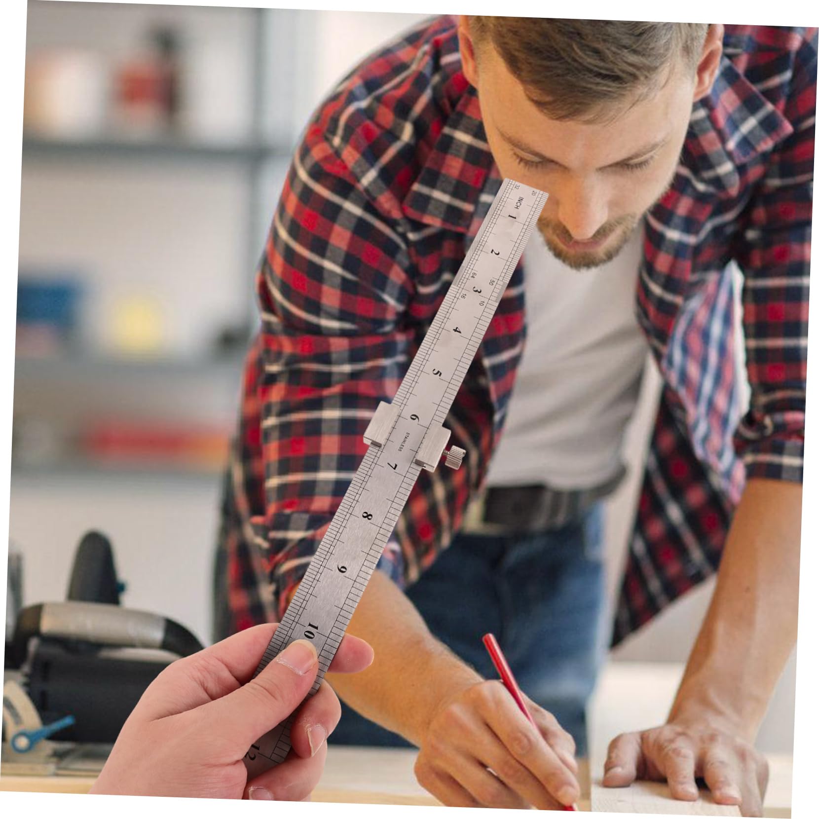 NUOBESTY 3 Ensembles De Règles En Acier Bloc De Positionnement Règles Flexibles D'Ingénieurs Avec Bloc De Positionnement De Charpentier De Mesure De Précision