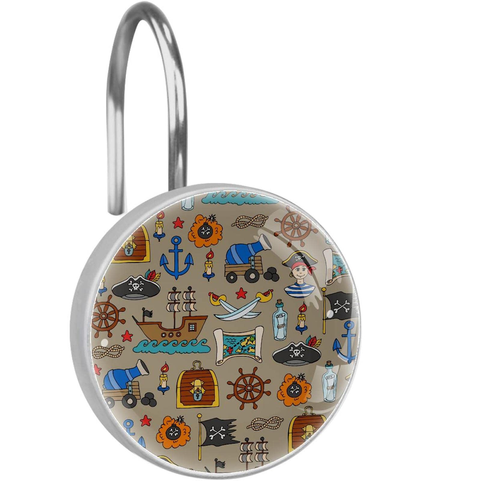 Crochets pour rideau de douche inox anneaux salle de bain pirates