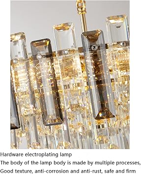 Braiton 31.5 Modern Crystal Chandelier Luxury LED Pendant Light Fixture,K9 Crystal Strip Chandelier Adjustable Height for Villa,Hotel,Living Room, Dining Room,Kitchen Island,Gold