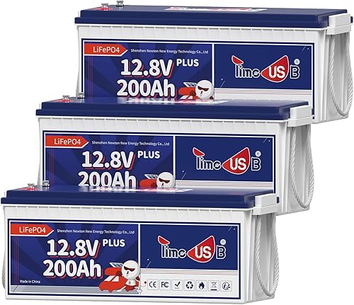 Miniatura 9 de Timeusb LiFePO4 Batería de 12 V 200 Ah Plus, batería de ciclo profundo con potencia de salida máxima de 2560 W, batería de litio integrada de 200 A