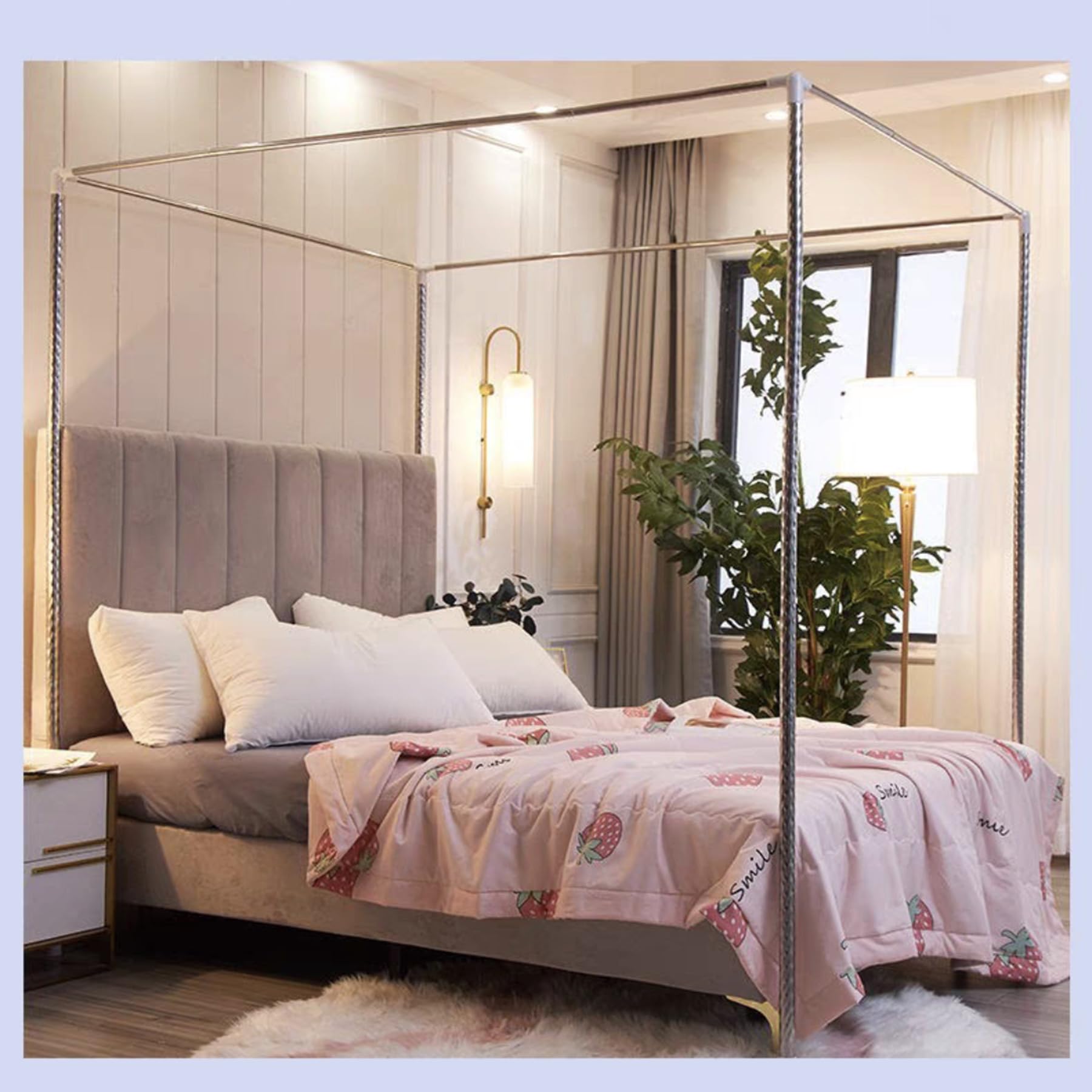Support de moustiquaire pour cadre de lit anti-moustique sans percer le plafond