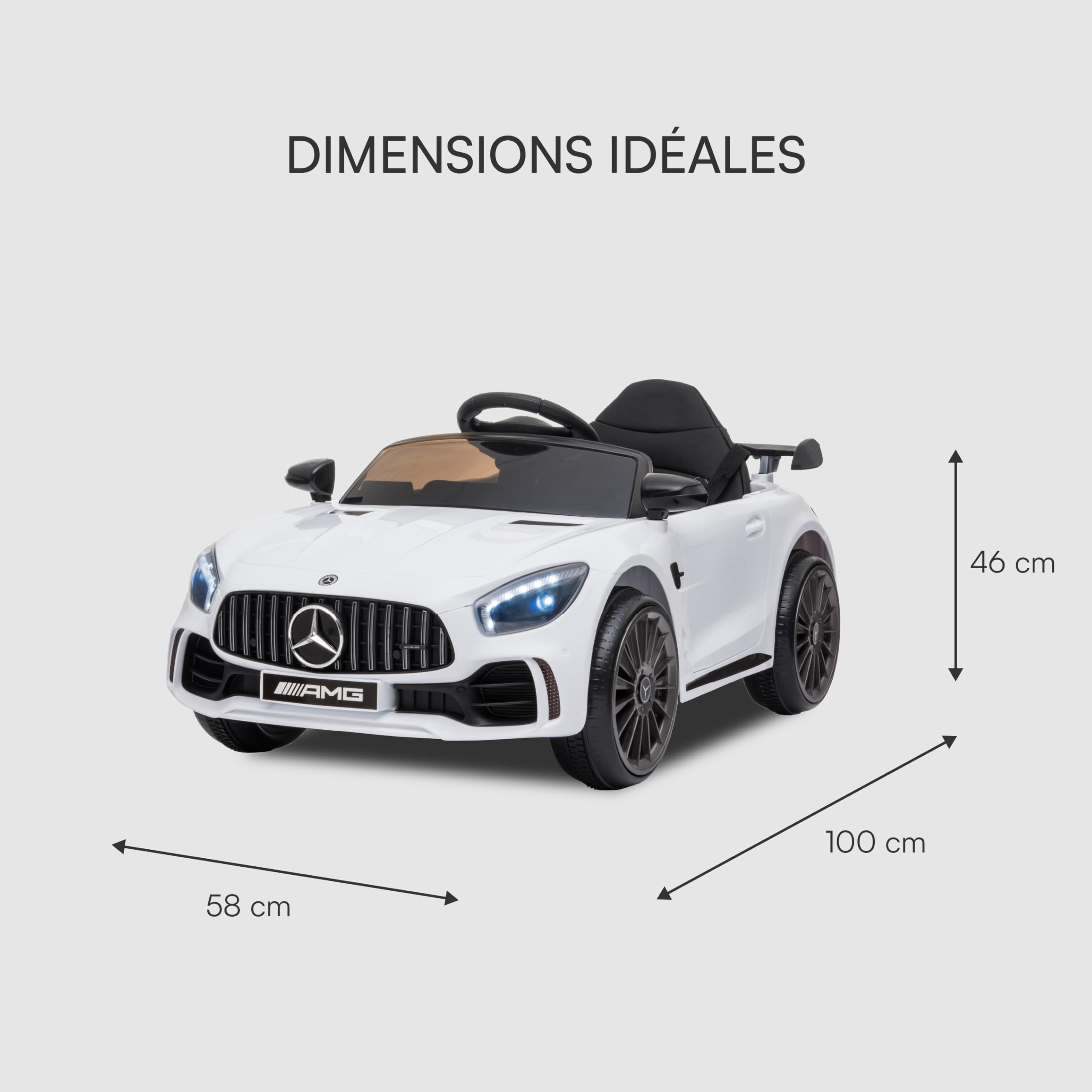 Baroni Toys Mercedes AMG Voiture Électrique Enfants 12V 25kg 1-4 Ans Blanc
